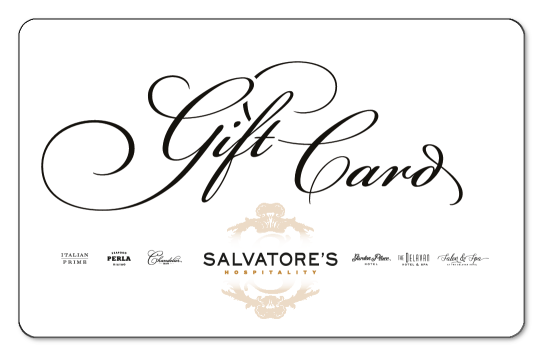 salvatores logo, 'gift card' over black background